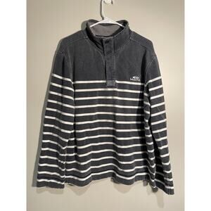 Weird Fish 1/4 Button Top Mens‎ L Stripe Cotton Long Sleeve Casual
